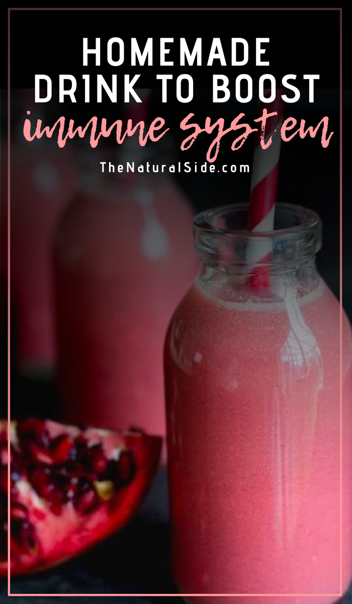 A Super Powerful Homemade Immune Booster Drink that will Strengthen Your Immune System and help you Fight Flu, Cold, and other illness. via thenaturalside.com #healthyeating #drink #healthydrink