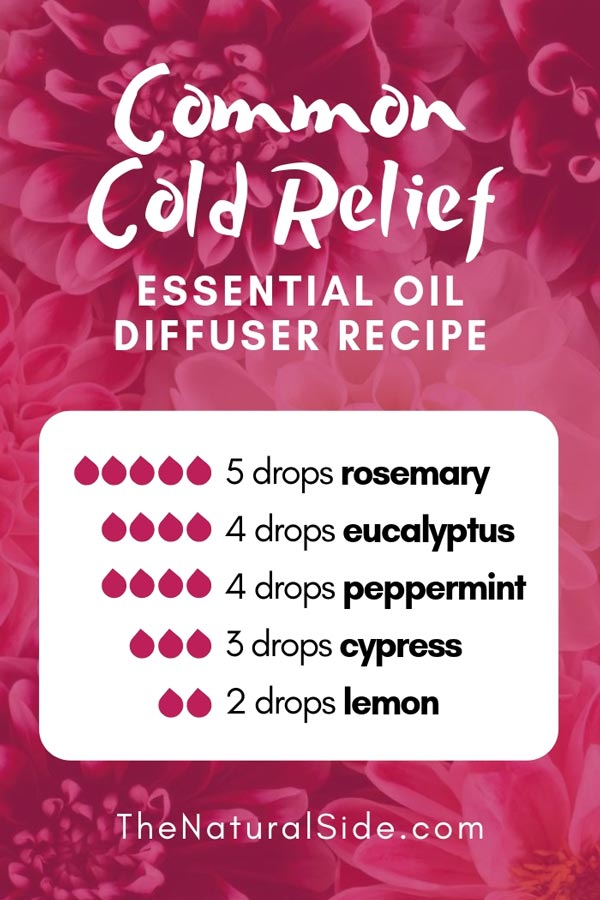 New to Essential Oils? Searching for Simple Essential Oil Combinations for Diffuser? Check out these 21 Easy Essential Oil Blends and Essential Oil Recipes Perfect for Beginners. #essentialoil #diffuser #cold Common Cold Relief Blend 5 drops rosemary + 4 drops eucalyptus + 4 drops peppermint + 3 drops cypress + 2 drops lemon