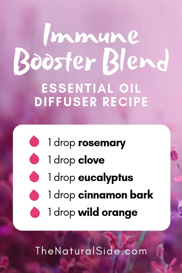 New to Essential Oils? Searching for Simple Essential Oil Combinations for Diffuser? Check out these 21 Easy Essential Oil Blends and Essential Oil Recipes Perfect for Beginners. #essentialoil #diffuser #immune Immune Booster Blend 1 drop rosemary + 1 drop clove + 1 drop eucalyptus + 1 drop cinnamon bark + 1 drop wild orange 