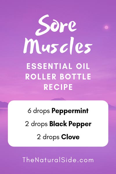 Sore Muscles | 6 drops Peppermint + 2 drops Black Pepper + 2 drops Clove | 15 Best Essential Oil Roller Bottle Recipes for Beginners