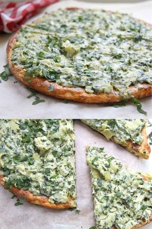 keto spinach artichoke pizza - low carb lunch recipes | vegetarian keto diet